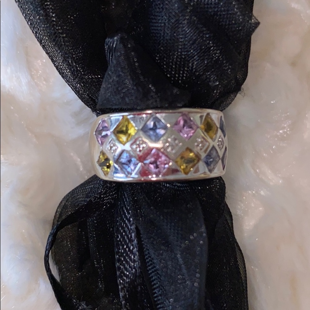 Multi Colored Lab Made Diamond Ring - image 1